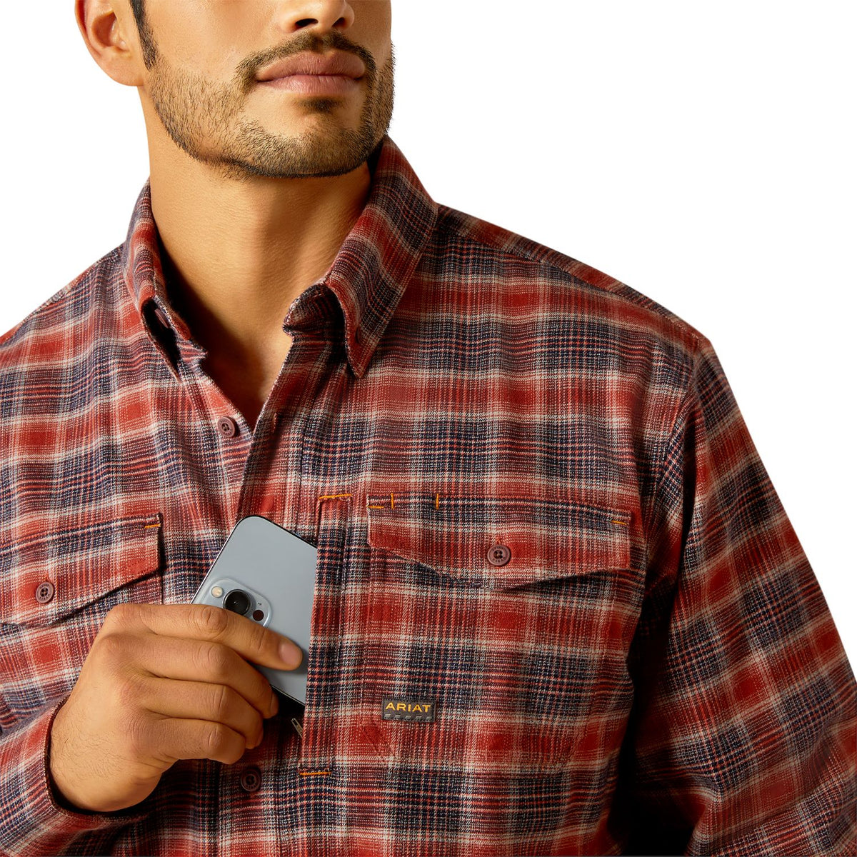 Ariat Men&#39;s Rebar Flannel DuraStretch™ Button-Down Work Shirt - Work World - Workwear, Work Boots, Safety Gear