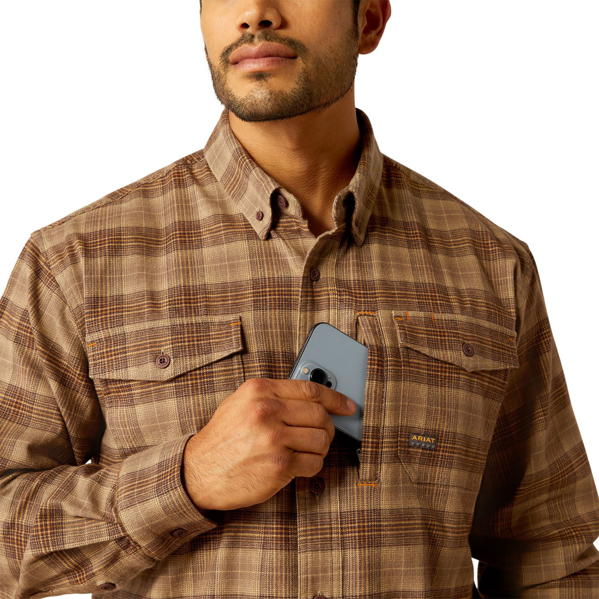 Ariat Men&#39;s Rebar Flannel DuraStretch™ Button-Down Work Shirt - Work World - Workwear, Work Boots, Safety Gear