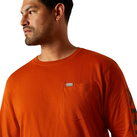 Ariat Men's Rebar CottonStrong Logo Long Sleeve T-Shirt Long Sleeve T-Shirts Ariat