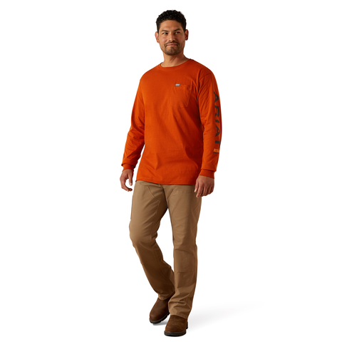 Ariat Men's Rebar CottonStrong Logo Long Sleeve T-Shirt Long Sleeve T-Shirts Ariat