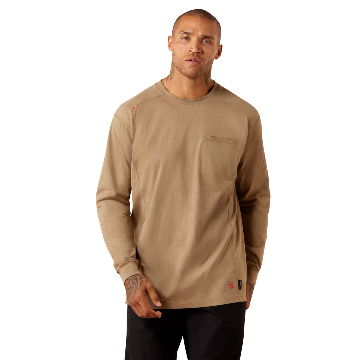 Ariat Men's FR Air Crew Lightweight Long Sleeve T-Shirt Long Sleeve T-Shirts Ariat Field Khaki 2XL Reg