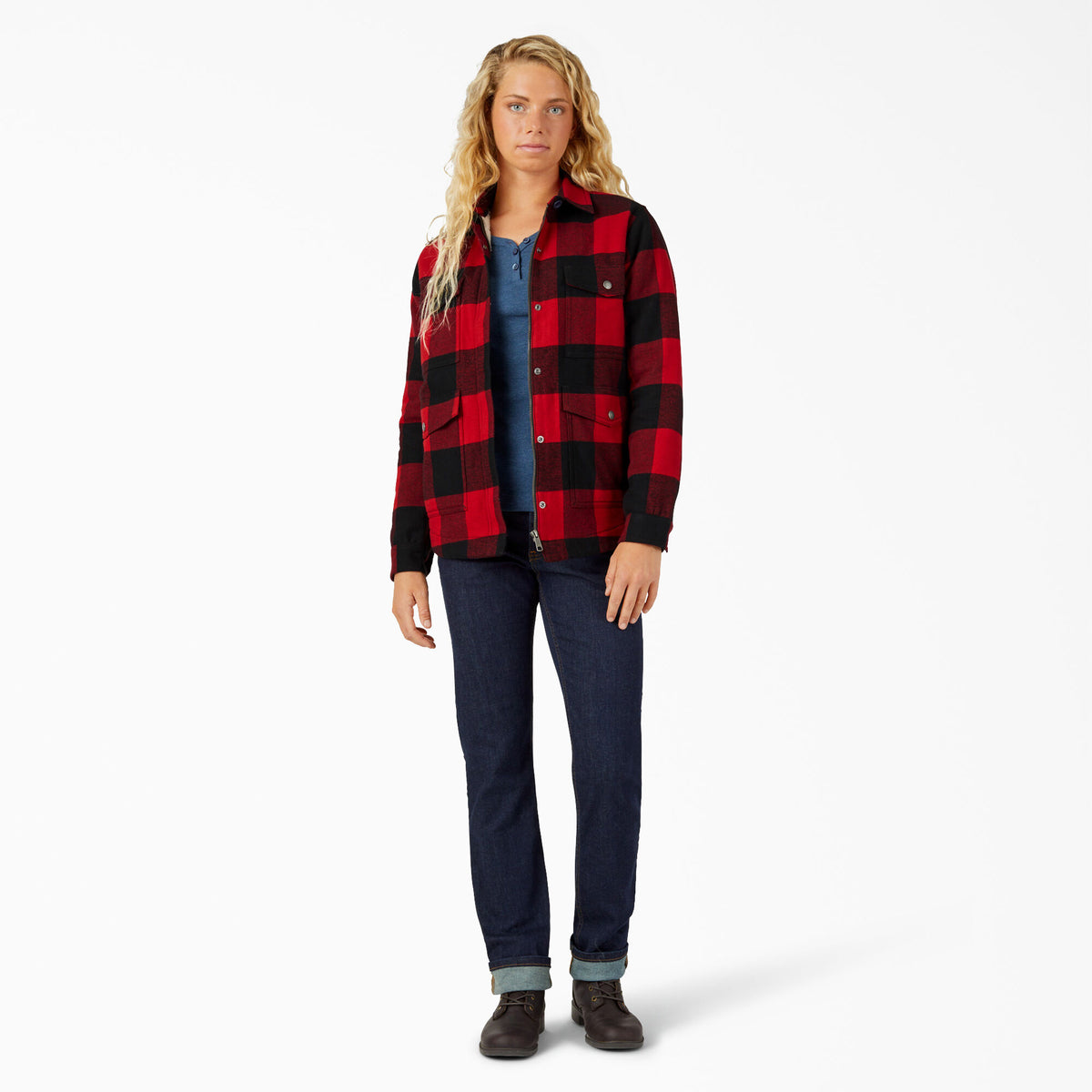 Dickies Women's Sherpa-Lined Flannel Coat Jackets & Coats Dickies