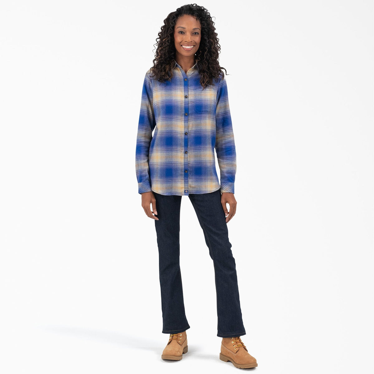 Dickies Women's Plaid Long Sleeve Flannel Shirt Work Shirts Dickies