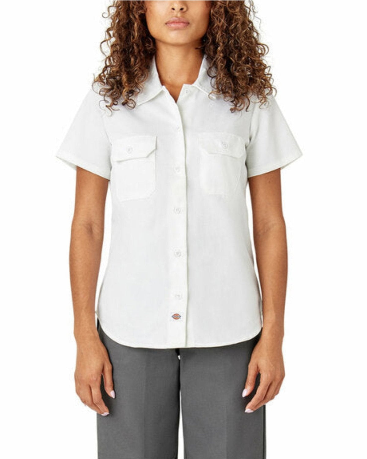 Dickies Women's 574 Original Button Short Sleeve Twill Work Shirt Work Shirts Dickies White 2XL Reg