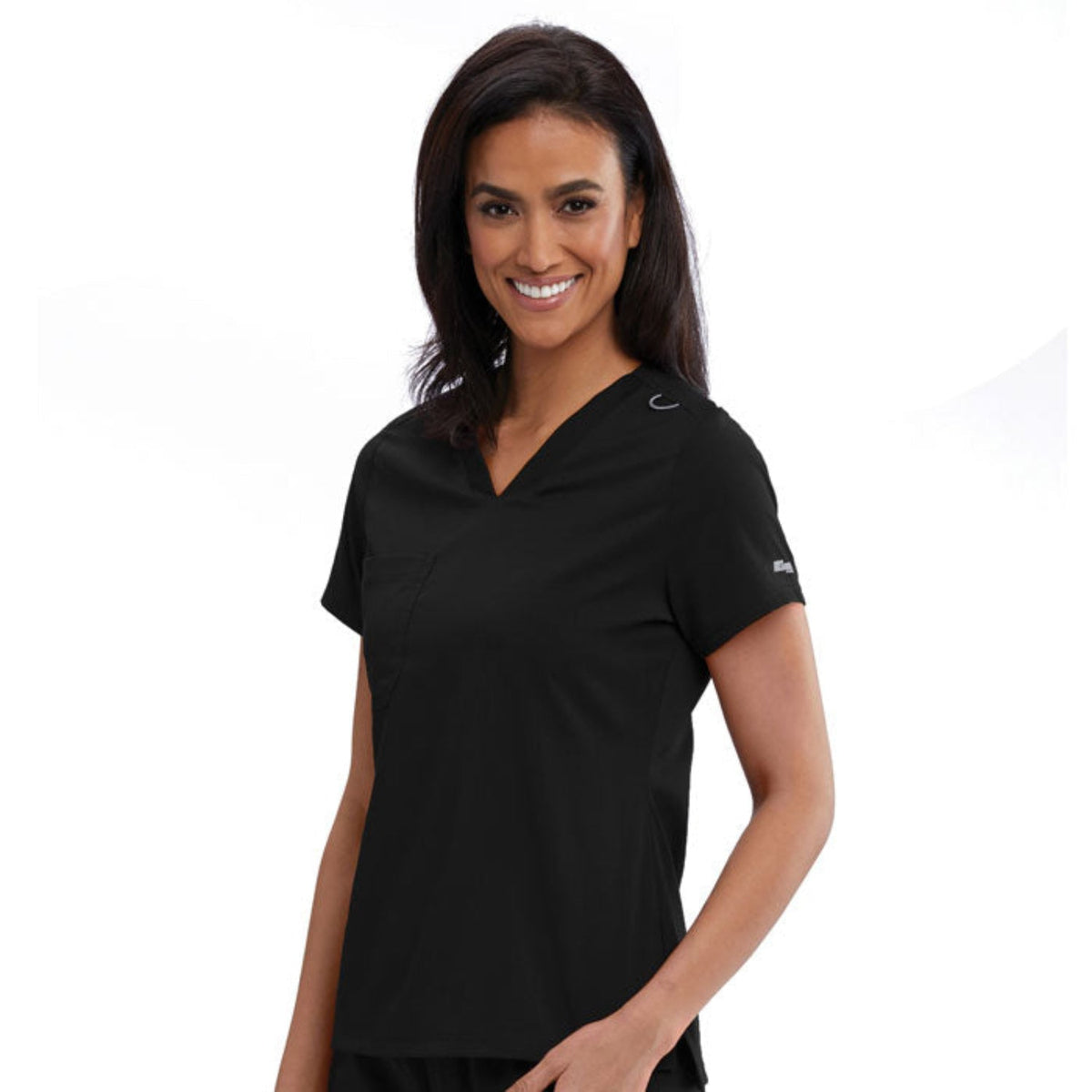 Grey's Anatomy Women's Bree Stretch V-Neck Short Sleeve Scrub Top Scrubs Grey's Anatomy Black 2XL Reg