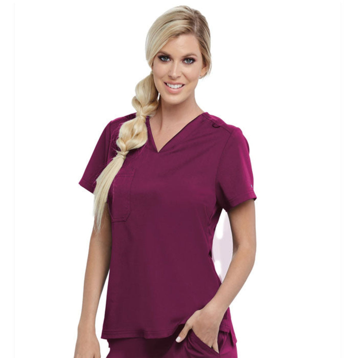 Grey's Anatomy Women's Bree Stretch V-Neck Short Sleeve Scrub Top Scrubs Grey's Anatomy Wine 2XL Reg