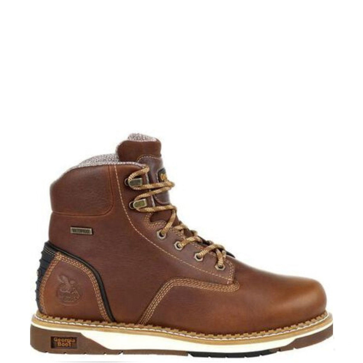Georgia Boot Men's AMP LT 6" Waterproof EH Wedge Sole Steel Toe Work Boot Work Boots Georgia Boot Brown 10 M