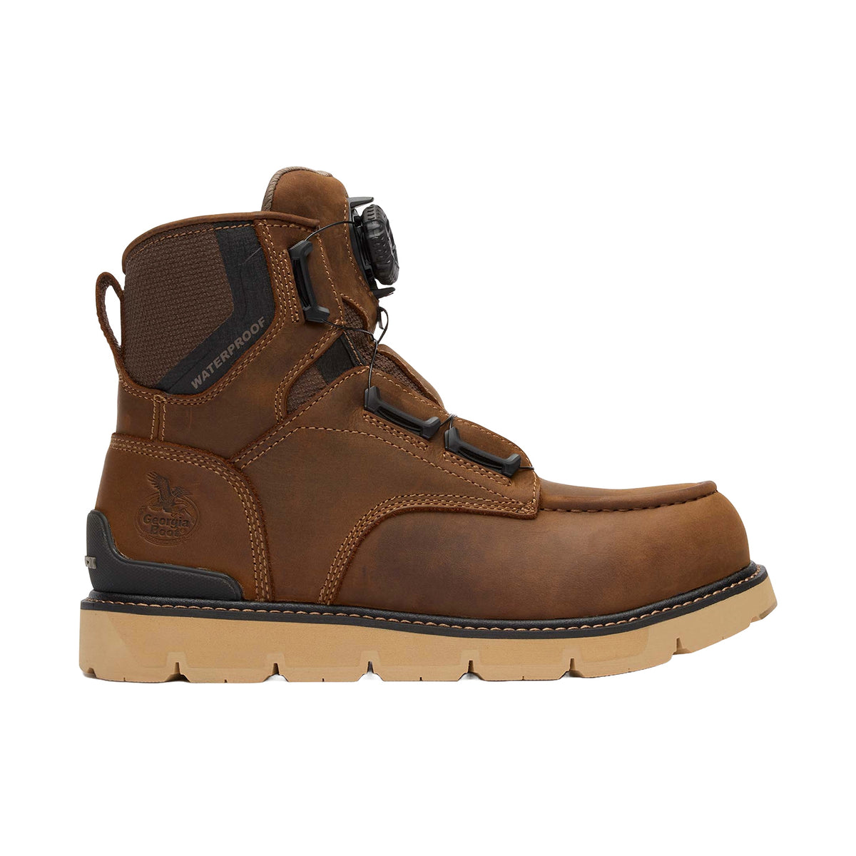 Georgia Boot Men's Carbon Flex 6" BOA® Moc-Toe Waterproof Carbon Toe Work Boot Work Boots Georgia Boot Brown 10 M