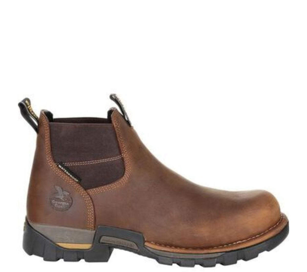 Georgia Boot Men's Eagle One 4" Waterproof EH Steel Toe Chelsea Boot Slip-On Shoes & Clogs Georgia Boot Brown 10 M