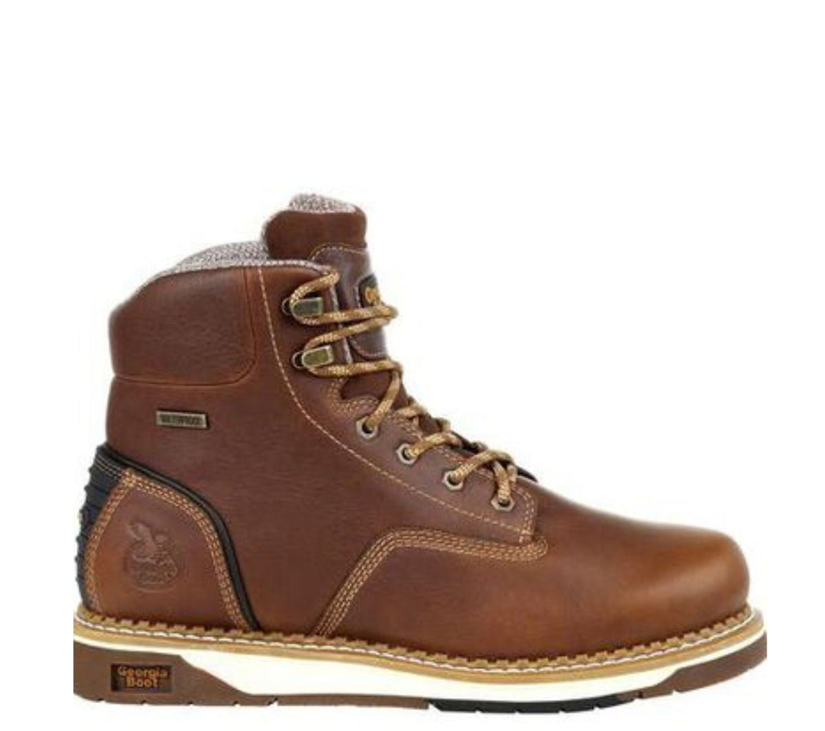 Georgia Boot Men's Wedge Sole AMP LT 6" Waterproof Boot Work Boots Georgia Boot Brown 10 M