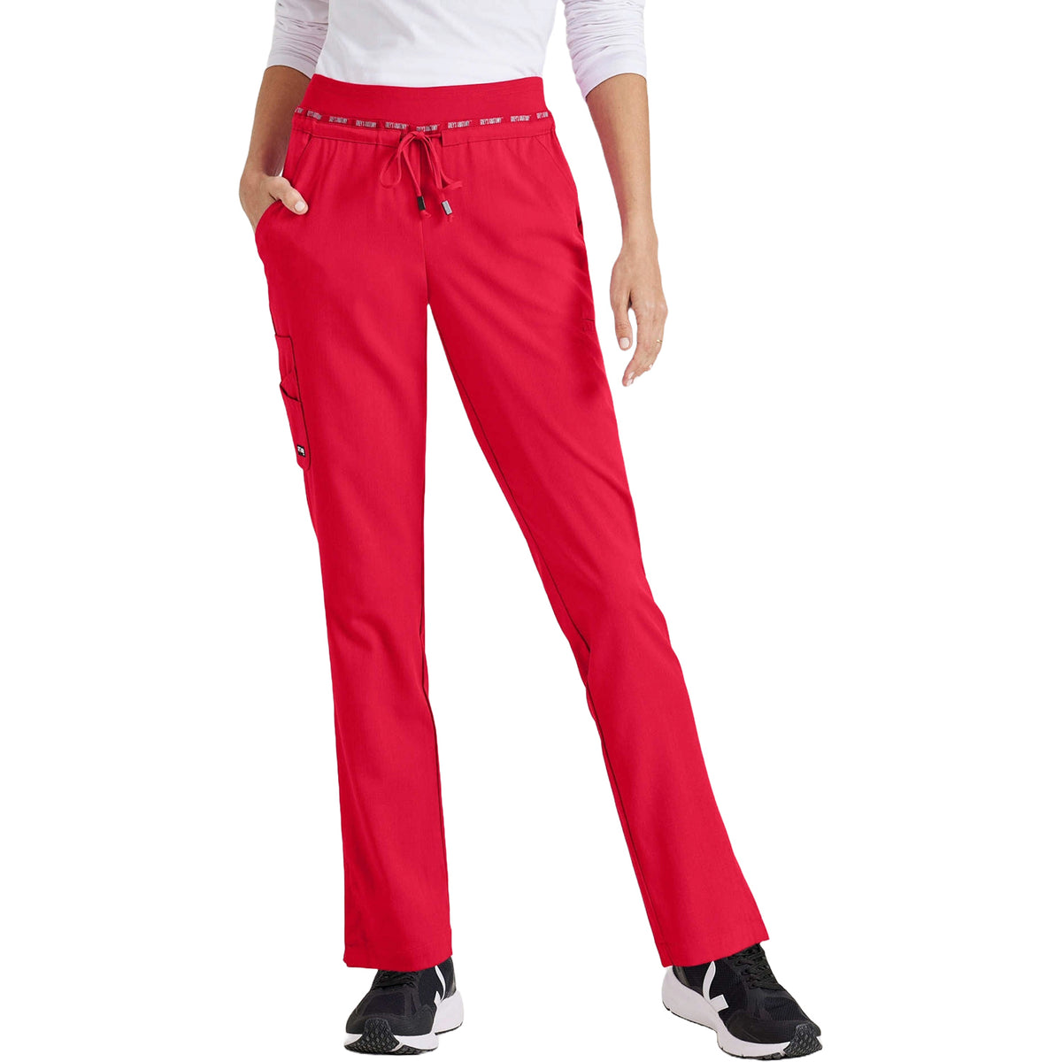 Grey's Anatomy Women's Serena 7-Pocket Tapered-Leg Scrub Pant Scrubs Grey's Anatomy Scarlet Red L Reg