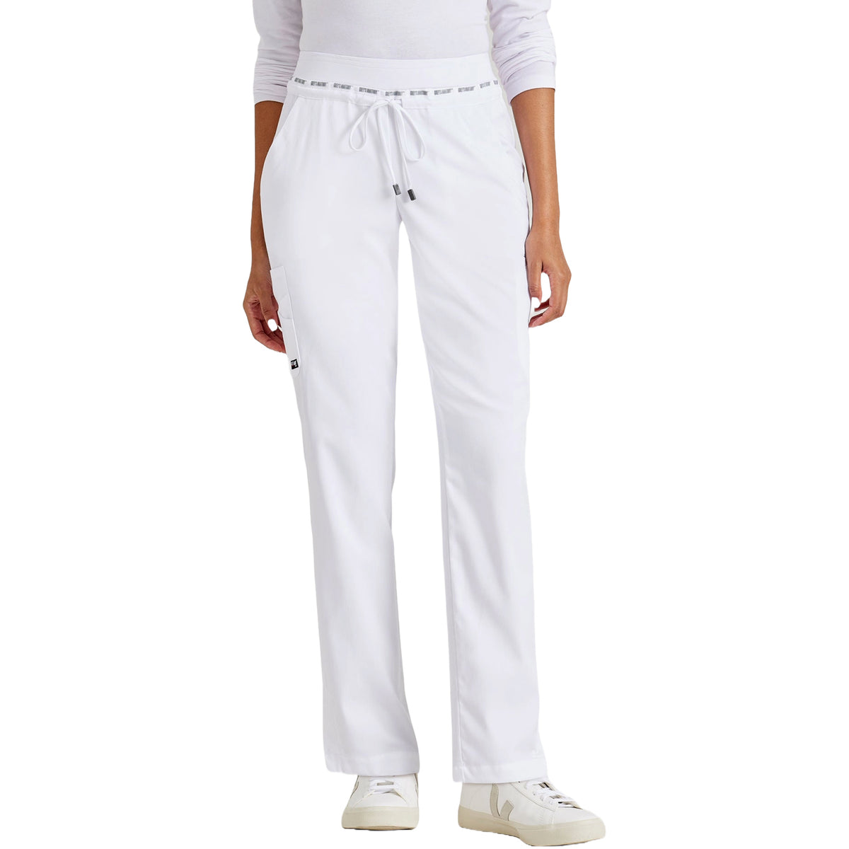 Grey's Anatomy Women's Serena 7-Pocket Tapered-Leg Scrub Pant Scrubs Grey's Anatomy White L Reg