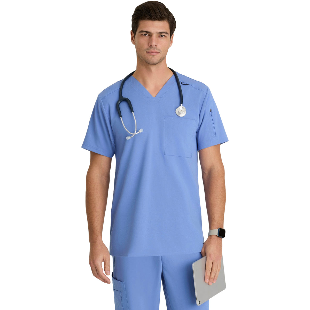 Grey's Anatomy Men's Murphy Top Scrubs Grey's Anatomy Ciel Blue 2XL Reg