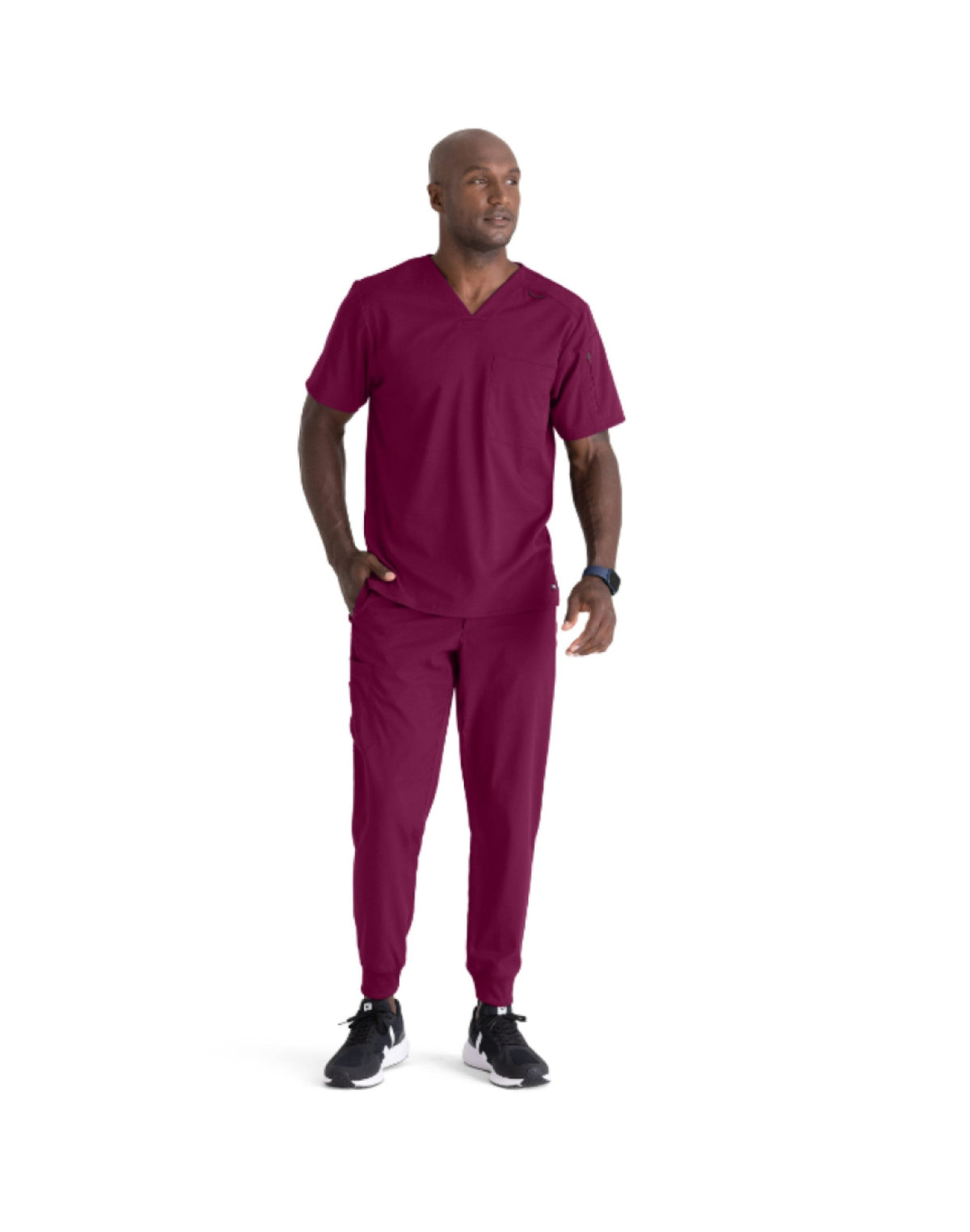 Grey's Anatomy Men's Murphy Top Scrubs Grey's Anatomy Wine L Reg