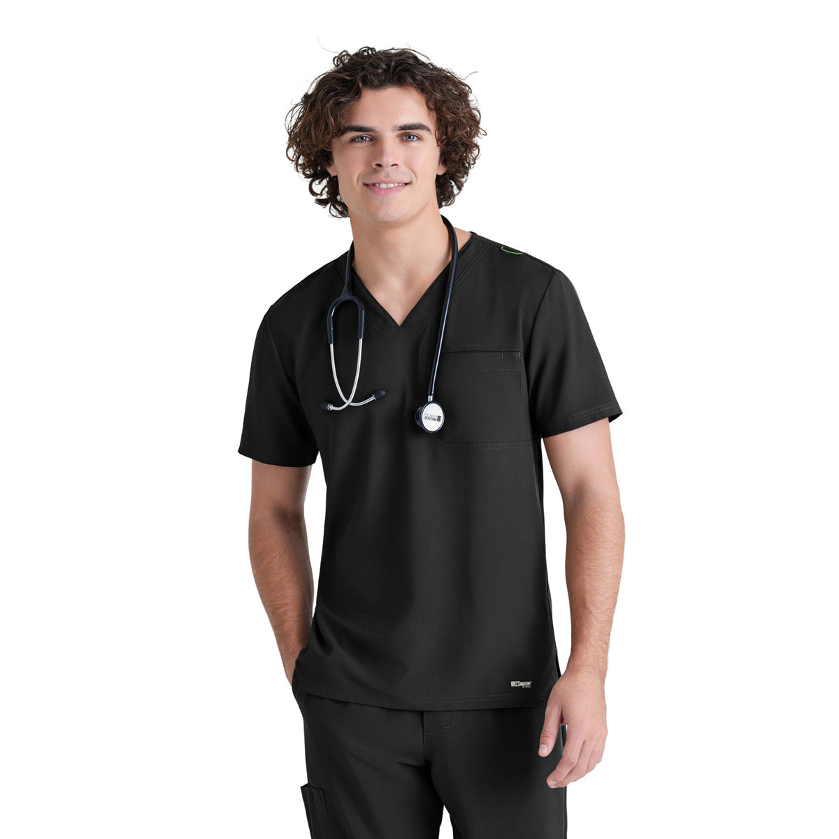 Grey's Anatomy Men's Journey Top Scrubs Grey's Anatomy Black 2XL Reg