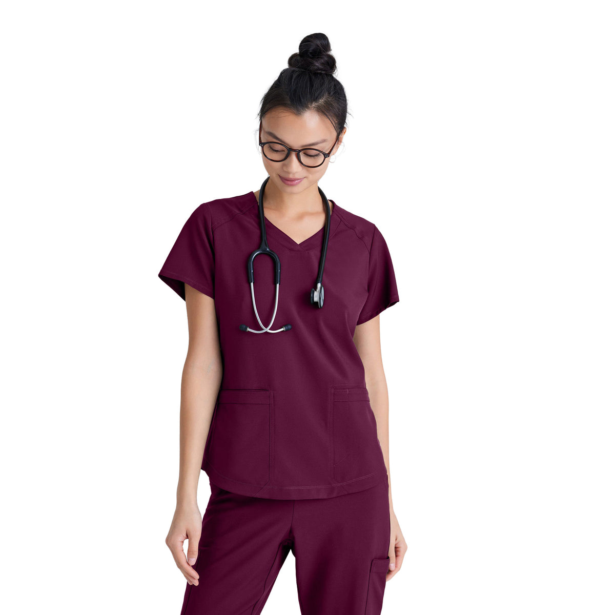 Grey's Anatomy Women's Rhythm Top Scrubs Grey`s Anatomy Wine 2XL Reg
