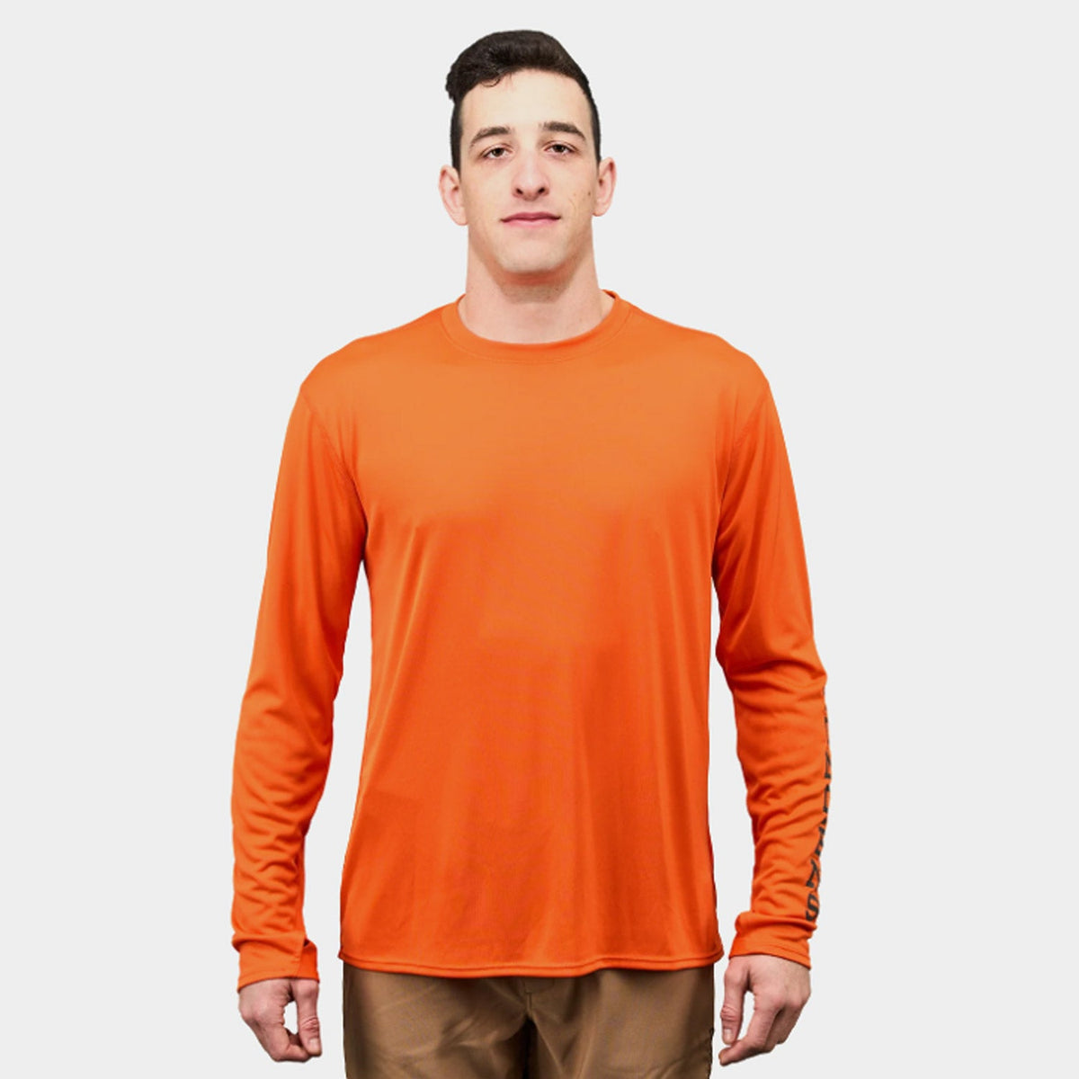 Grundéns Men's Tough Sun Crew Performance Long Sleeve T-Shirt Long Sleeve T-Shirts Grundens Red Orange 2XL Reg