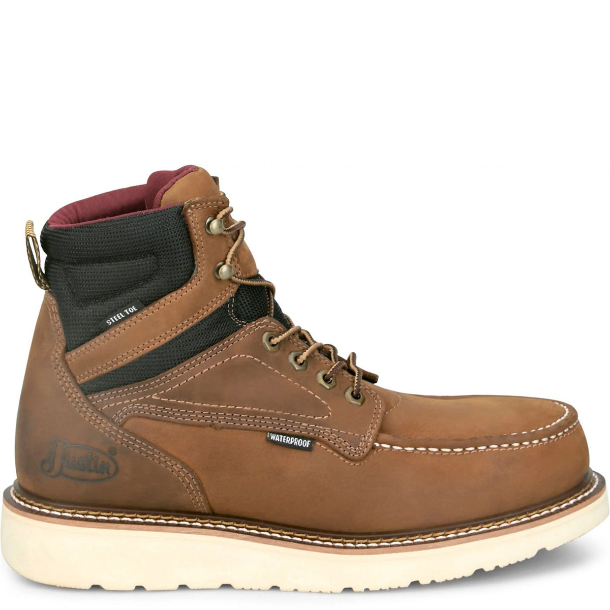 Justin Boots Men's Garren 6" Waterproof Steel Toe Work Boot Work Boots Justin Boots Brown 10 2E
