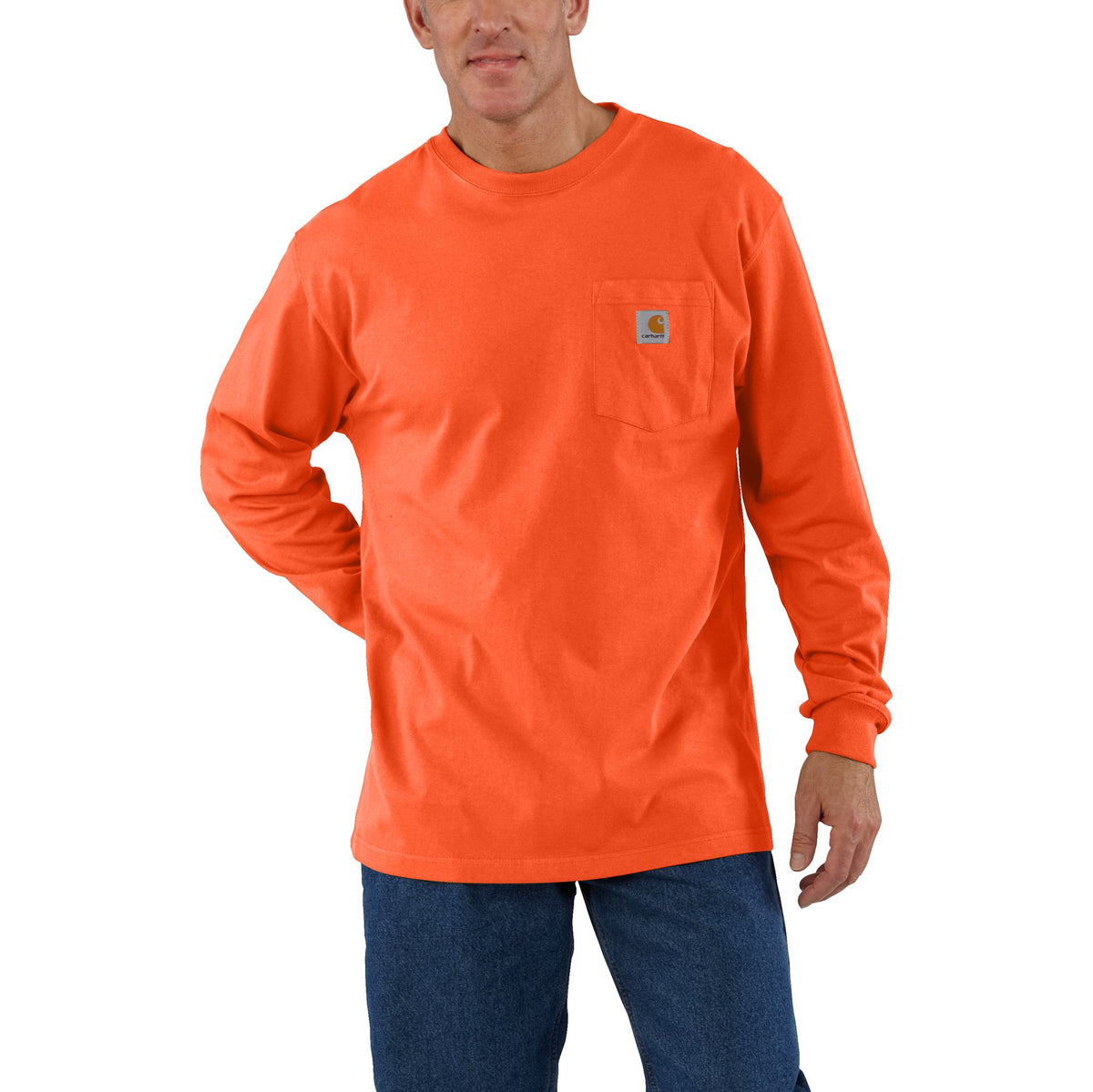 Carhartt Men's Long Sleeve Pocket T-Shirt Long Sleeve T-Shirts Carhartt Brite Orange 2XL Reg