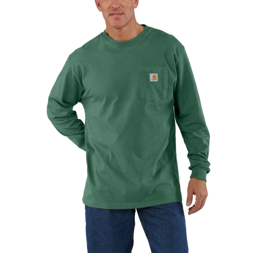 Carhartt Men's Logo Sleeve Long Sleeve T-Shirt_Frosted Balsam Heather - Work World - Workwear, Work Boots, Safety Gear