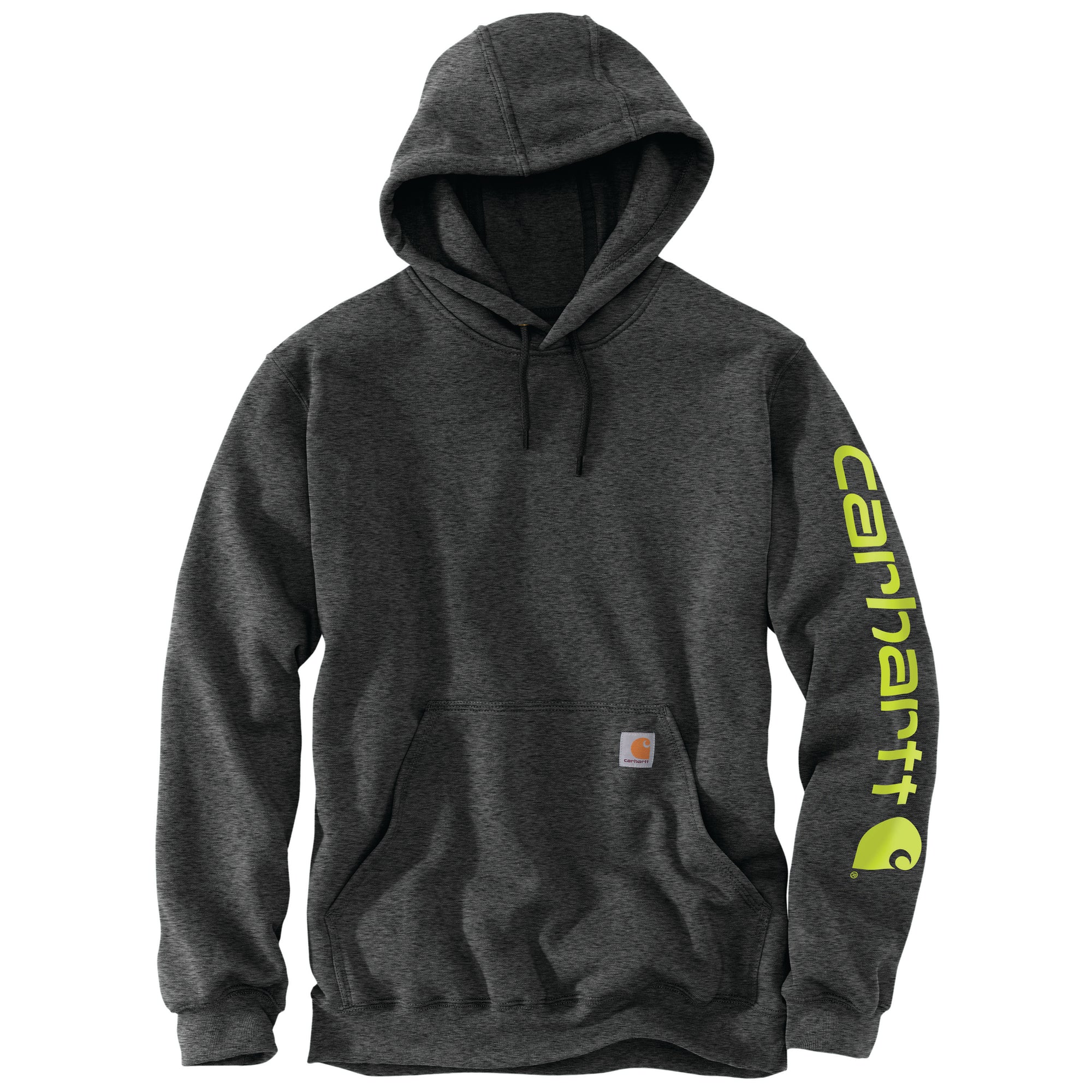 Carhartt Men's Signature Logo Hooded Pullover Sweatshirt_Carbon Heather - Work World - Workwear, Work Boots, Safety Gear