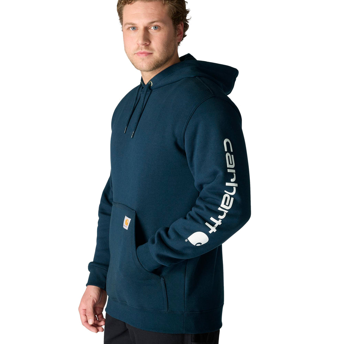 Carhartt Men's Signature Logo Hooded Pullover Sweatshirt Sweatshirts & Hoodies Carhartt