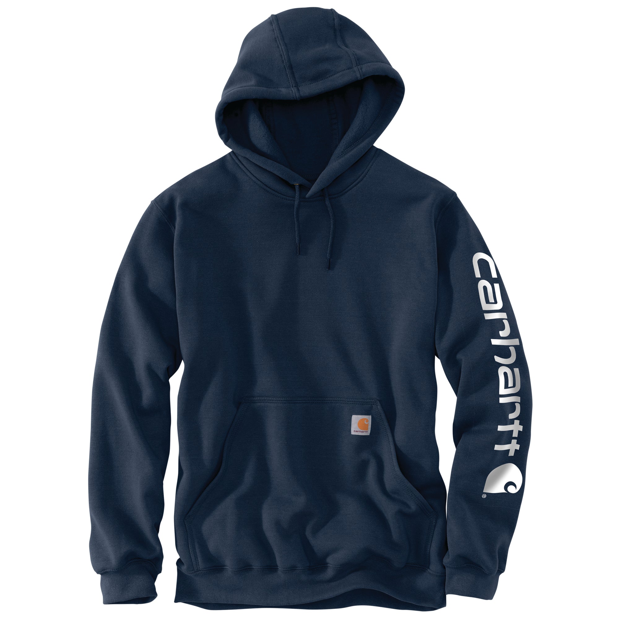 Carhartt Men's Signature Logo Hooded Pullover Sweatshirt_New Navy - Work World - Workwear, Work Boots, Safety Gear