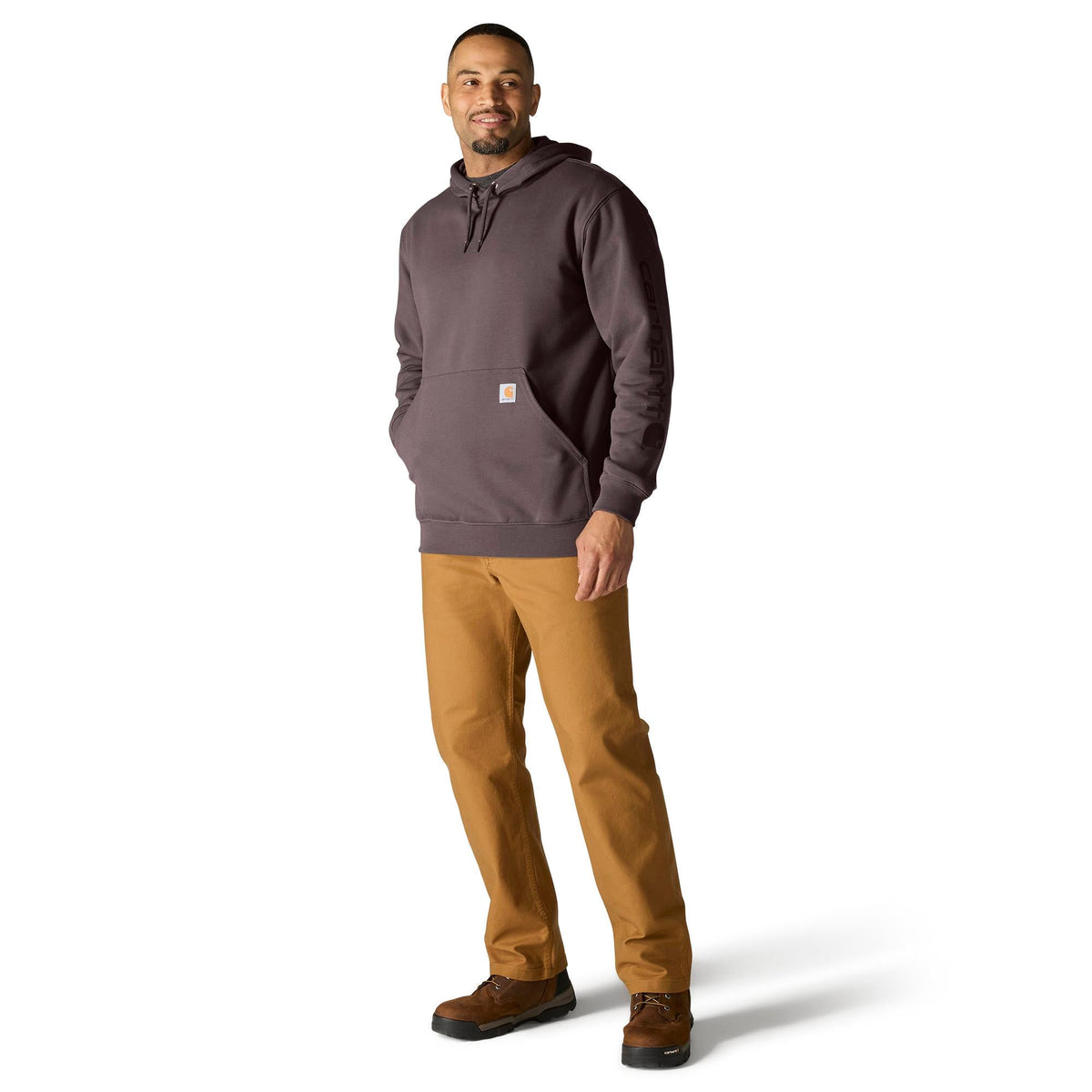 Carhartt Men's Signature Logo Hooded Pullover Sweatshirt Sweatshirts & Hoodies Carhartt
