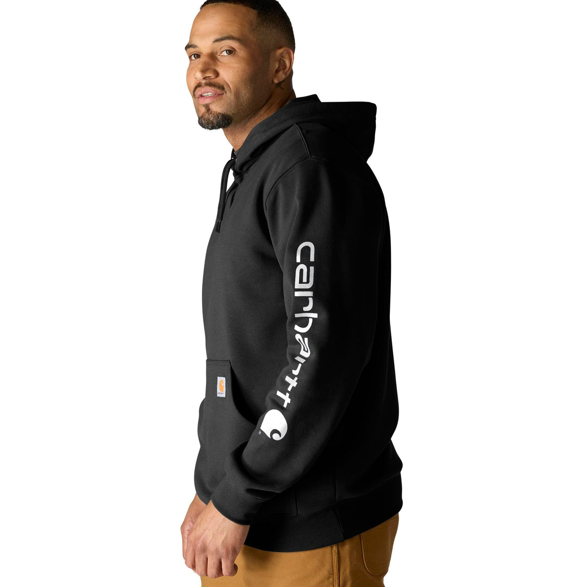 Carhartt Men's Signature Logo Hooded Pullover Sweatshirt Sweatshirts & Hoodies Carhartt