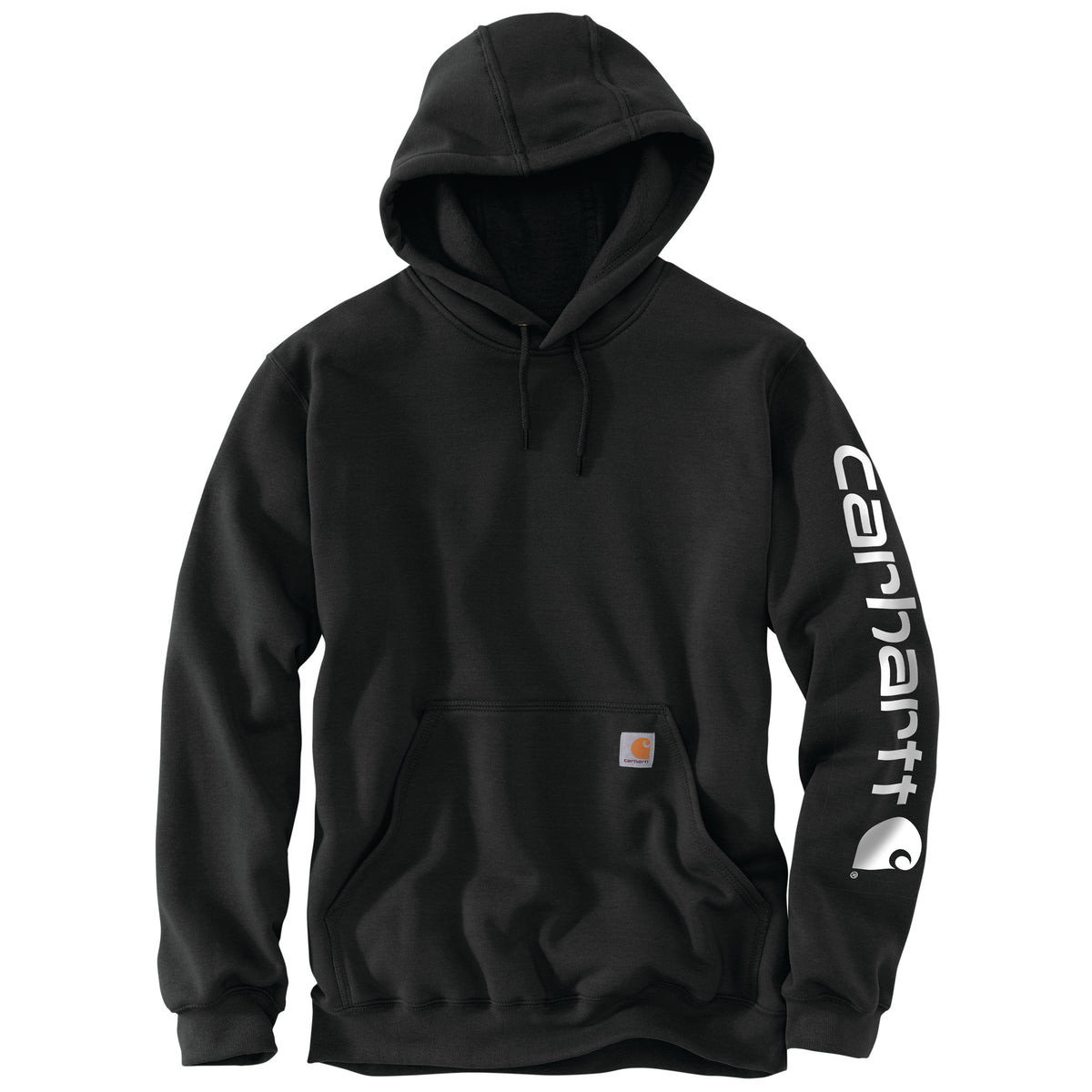 Carhartt Men&#39;s Signature Logo Hooded Pullover Sweatshirt_Black - Work World - Workwear, Work Boots, Safety Gear