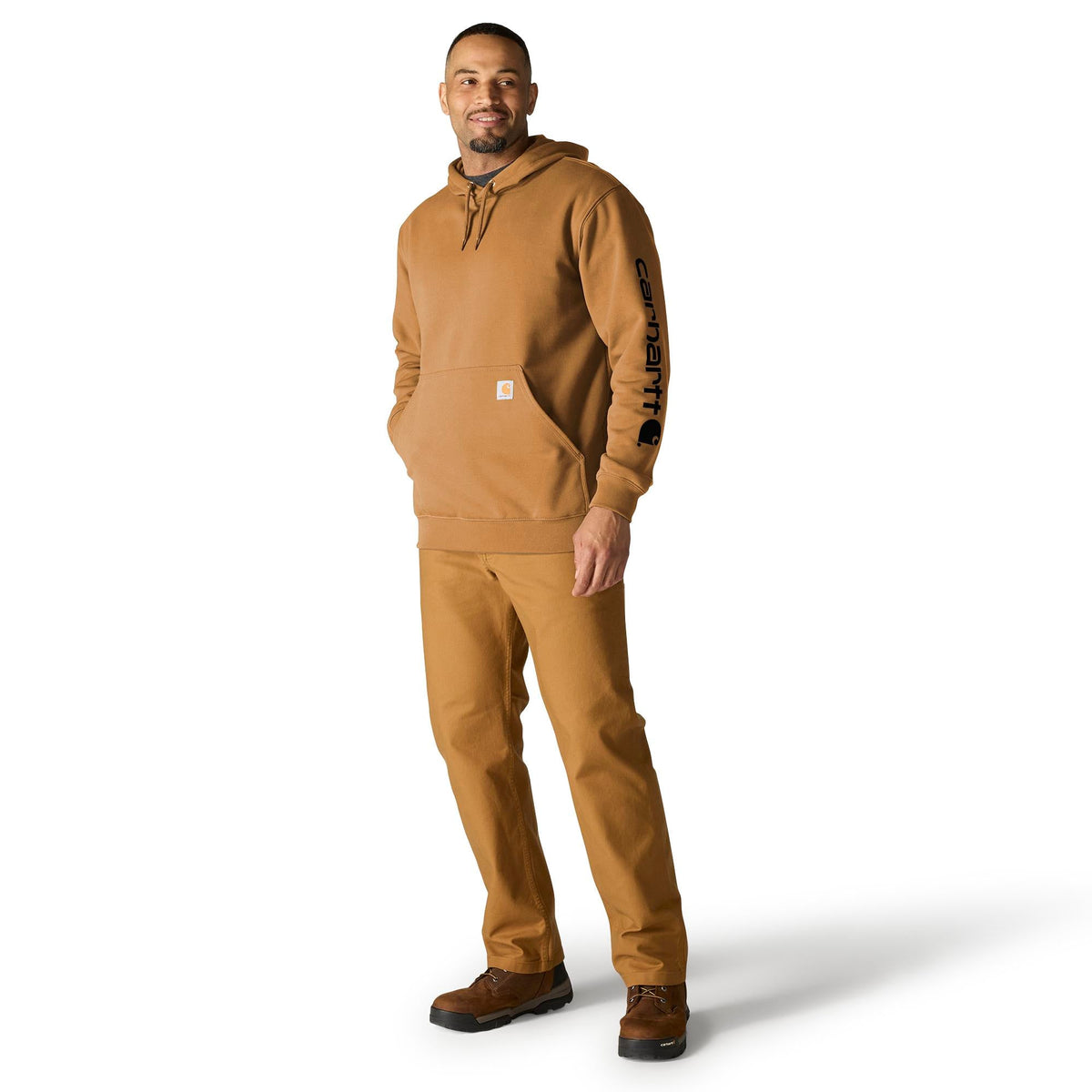 Carhartt Men's Signature Logo Hooded Pullover Sweatshirt Sweatshirts & Hoodies Carhartt