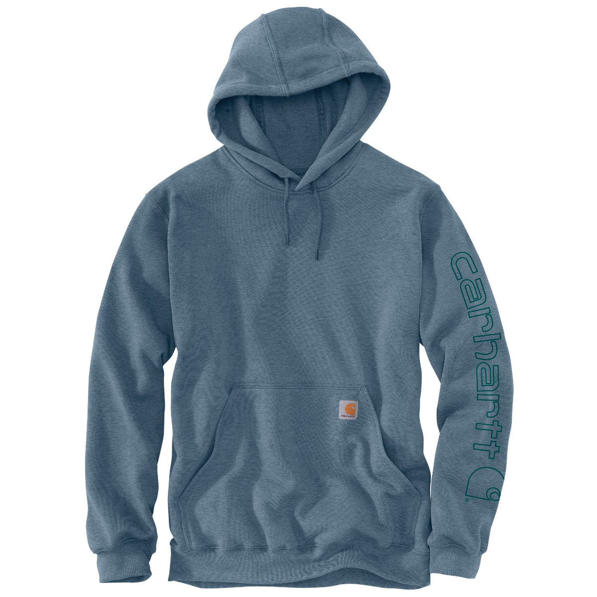 Carhartt Men&#39;s Signature Logo Hooded Pullover Sweatshirt_Thundercloud Heather - Work World - Workwear, Work Boots, Safety Gear