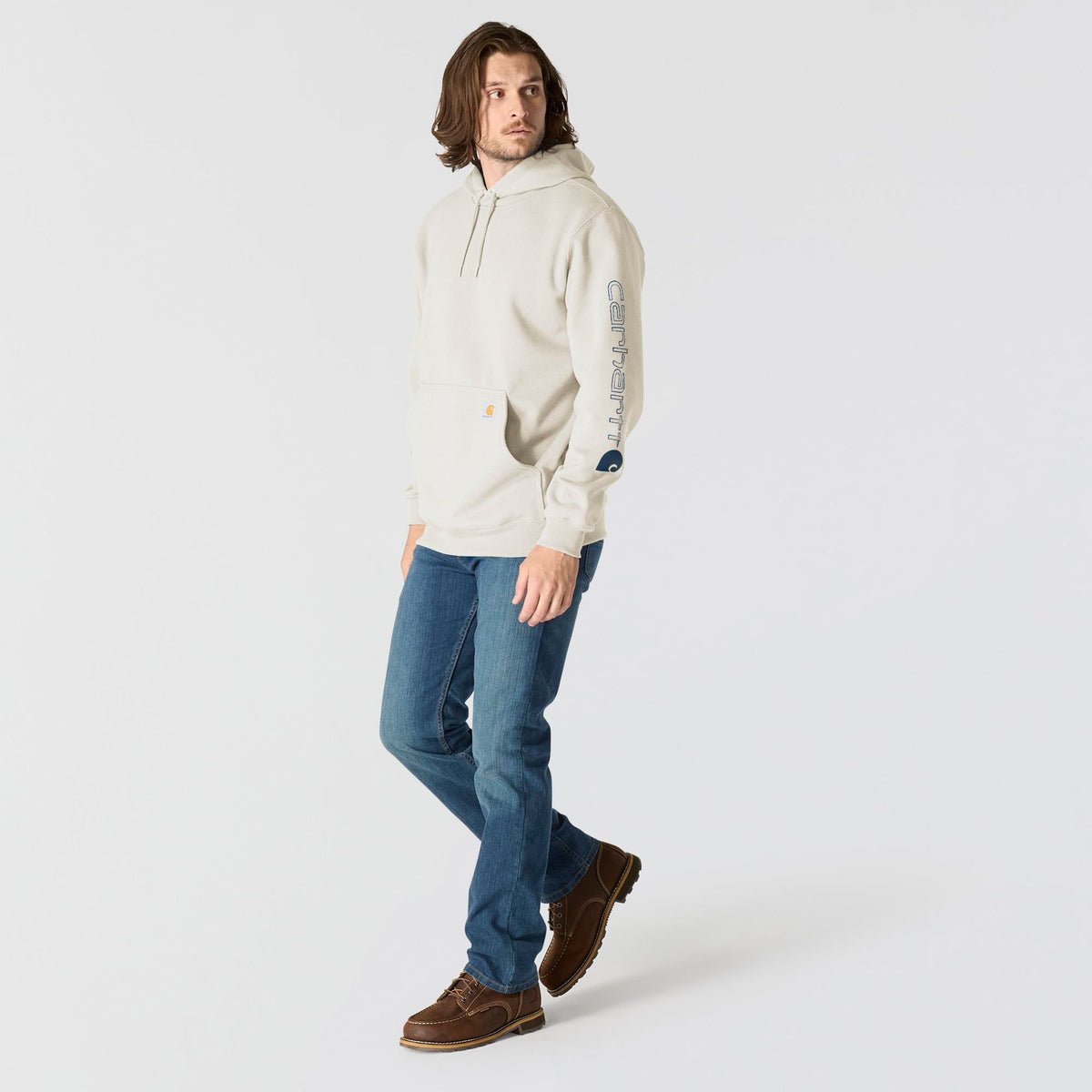 Carhartt Men's Signature Logo Hooded Pullover Sweatshirt