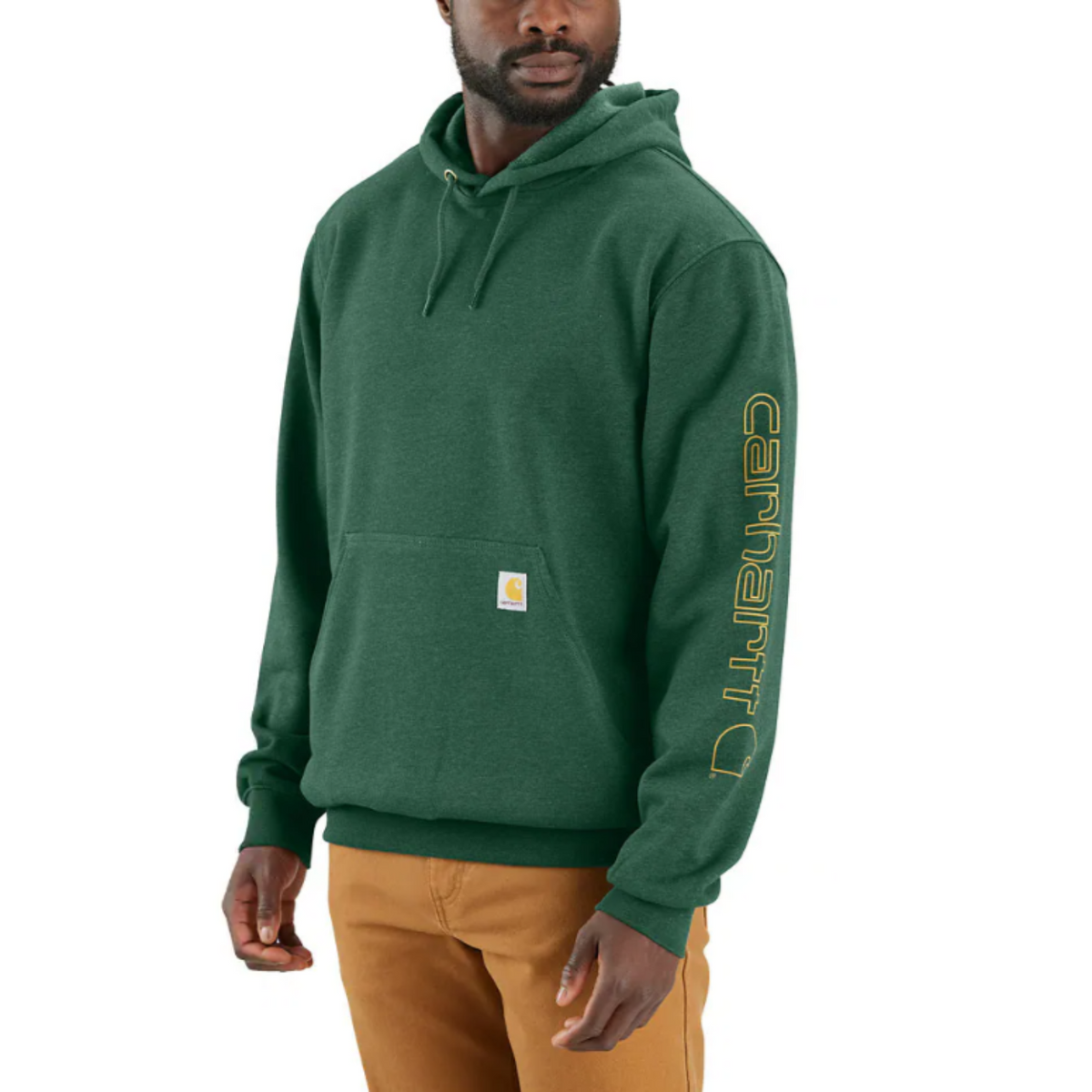 Carhartt Men&#39;s Signature Logo Hooded Pullover Sweatshirt_Frosted Balsam Heather - Work World - Workwear, Work Boots, Safety Gear