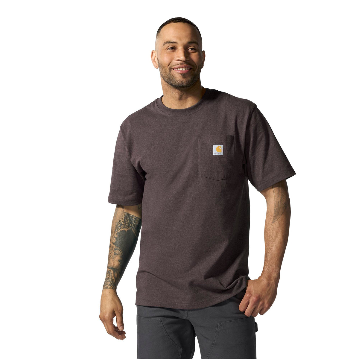 Carhartt Men's Iconic K87 Pocket T-Shirt T-Shirts Carhartt Dark Sepia Heather 2XL Reg