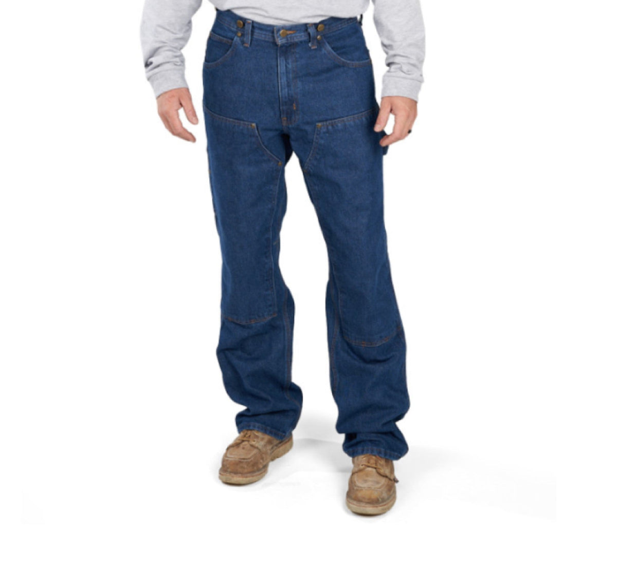 KEY Men's Double Front Logger Dungaree Jean Pants KEY Indigo Denim Enzyme Wash 30 30 Inseam