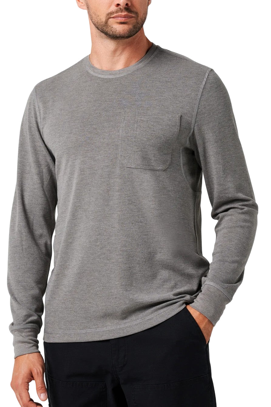 Lucky Brand Workwear Men's Performance Textured Knit Pocket Long Sleeve T-Shirt Long Sleeve T-Shirts Lucky Brand Grey Heather 2XL Reg