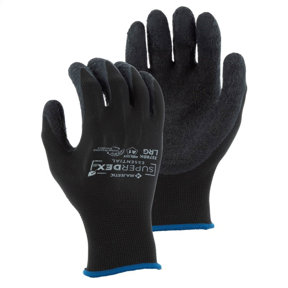 Majestic Lightweight SuperDex Latex Palm Dipped Glove Gloves Majestic Black L