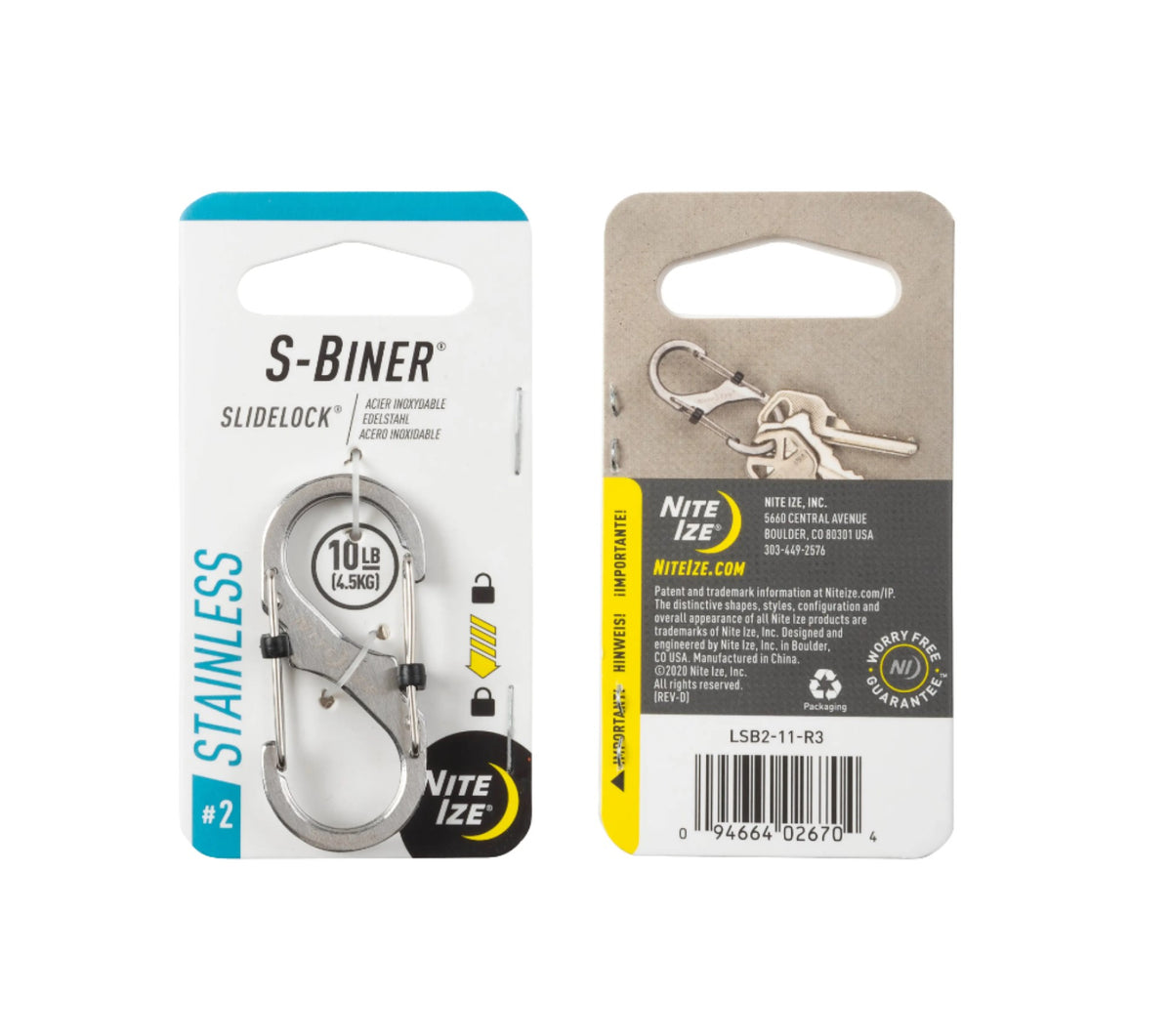 Nite Ize Stainless Steel S-Biner® SlideLock®  #2 - Work World - Workwear, Work Boots, Safety Gear