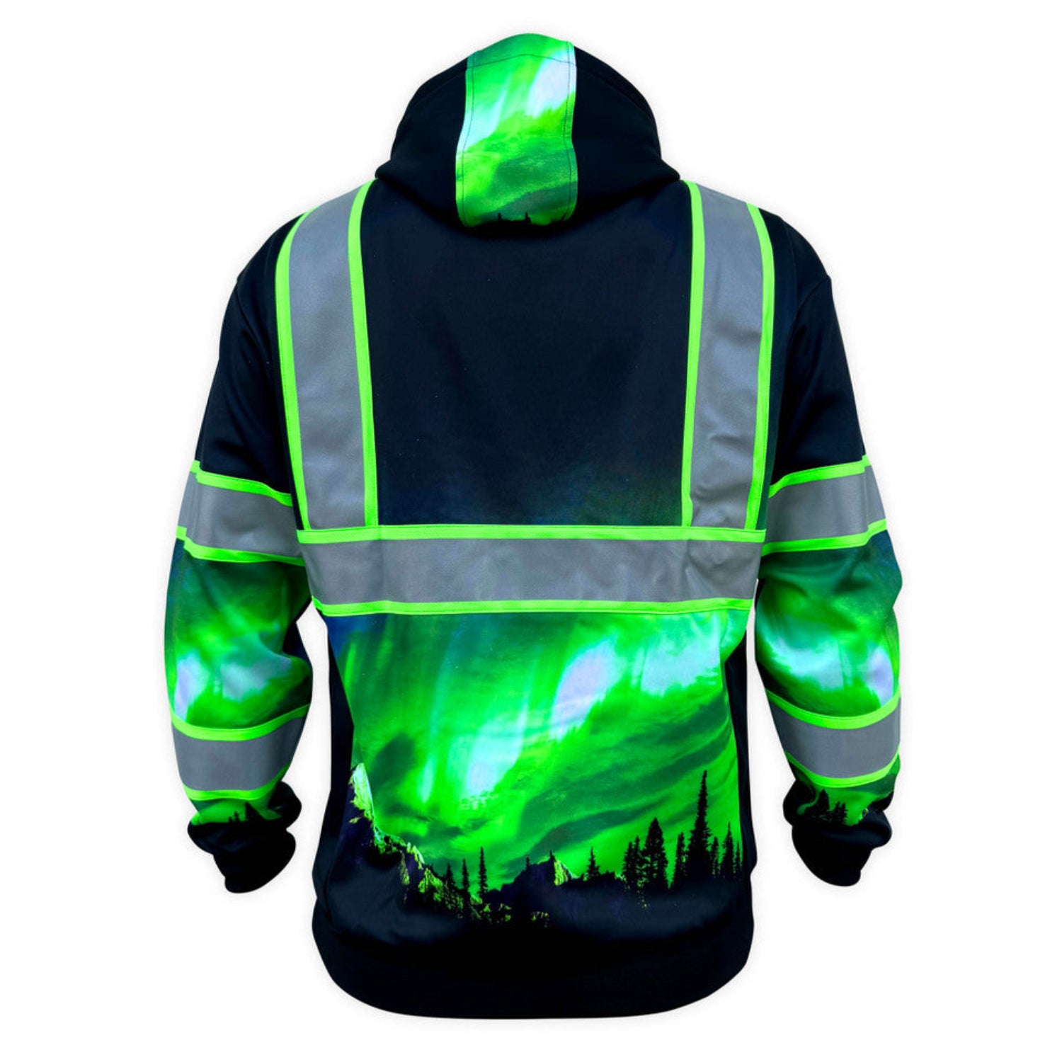 SafetyShirtz Northern Lights Graphic Hi-Vis Hoodie - Work World - Workwear, Work Boots, Safety Gear