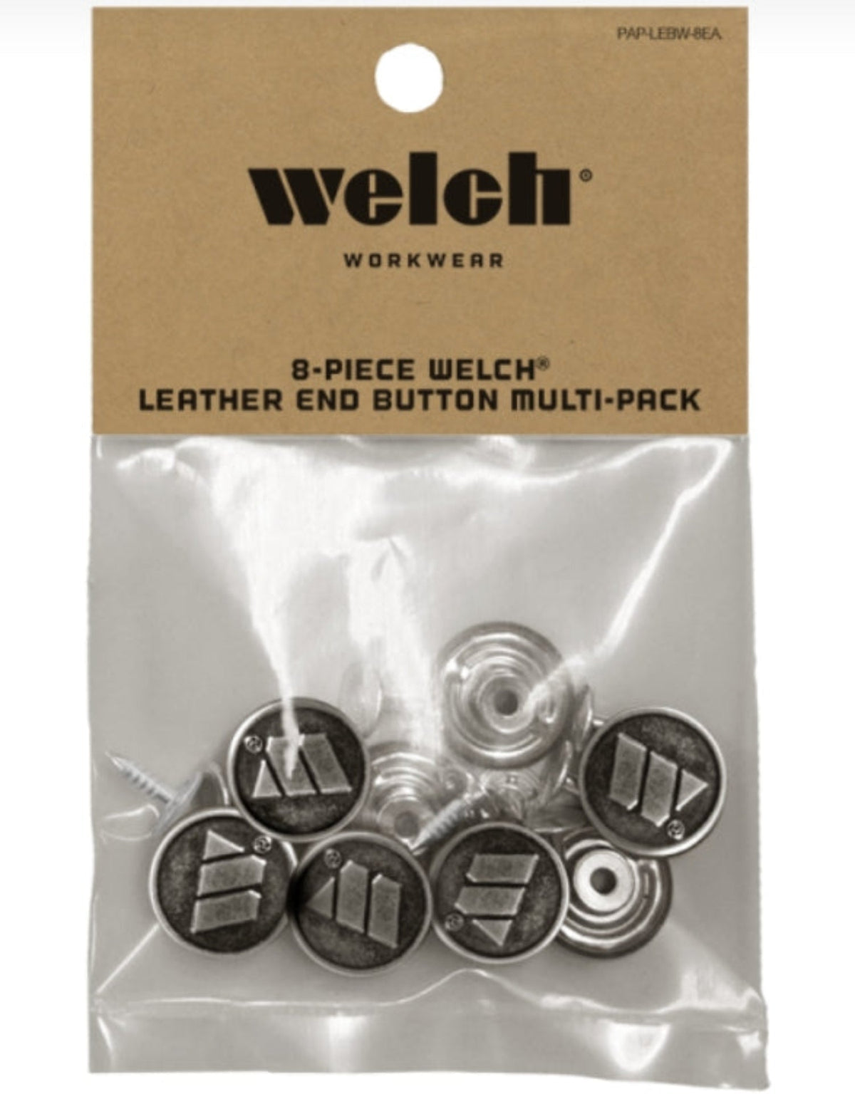 Welch 8-Piece Leather End Logger Buttons Buttons & Snaps Welch Brass OS