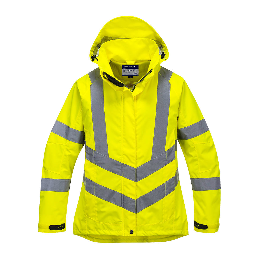 Portwest Women's Waterproof Hi-Vis Safety Rain Jacket Rainwear Portwest Yellow 2XL Reg