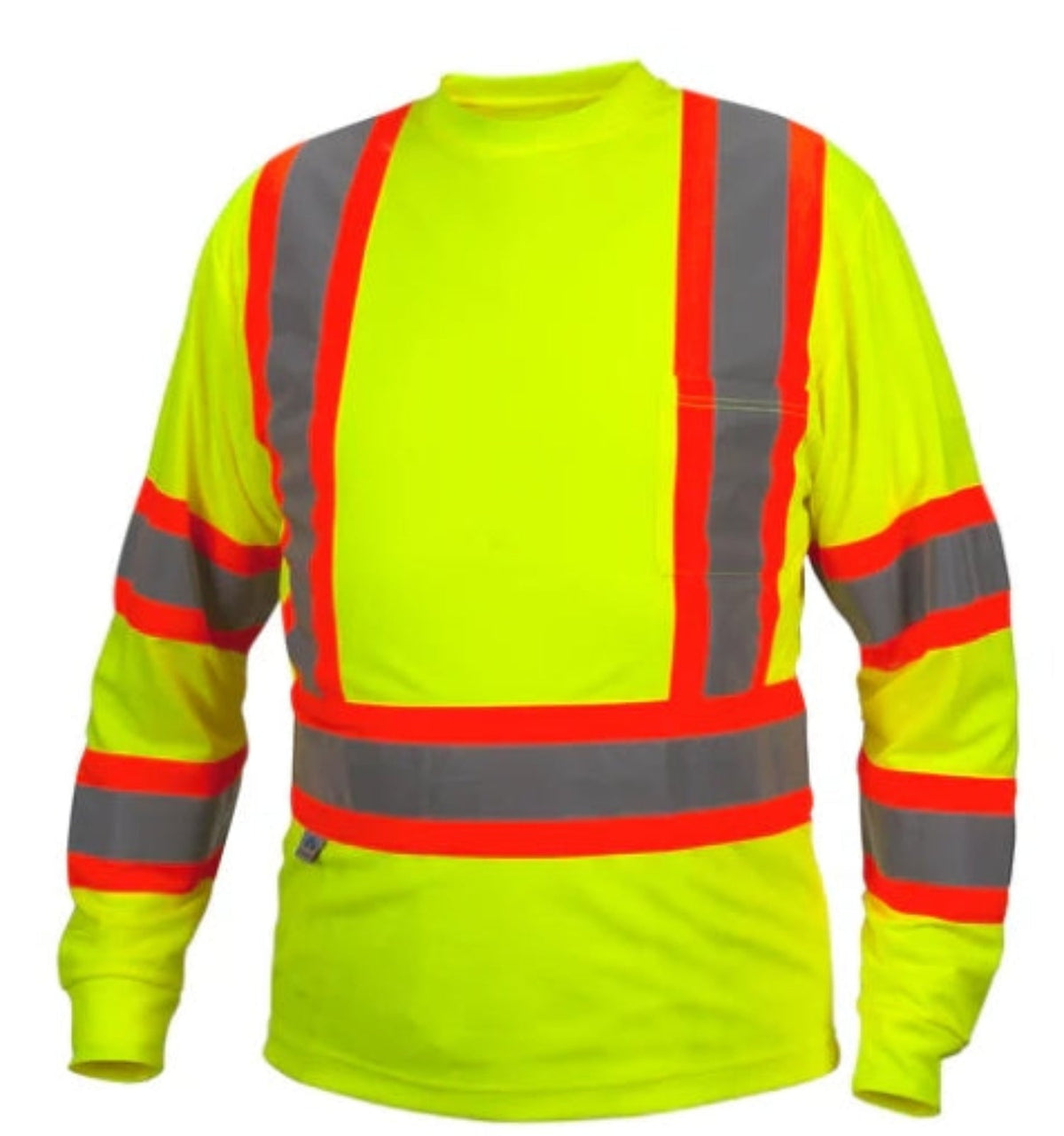 Pyramex Hi-Vis Class 3 Long Sleeve T-Shirt Long Sleeve T-Shirts Pyramex Hi-Vis Lime 2XL Reg