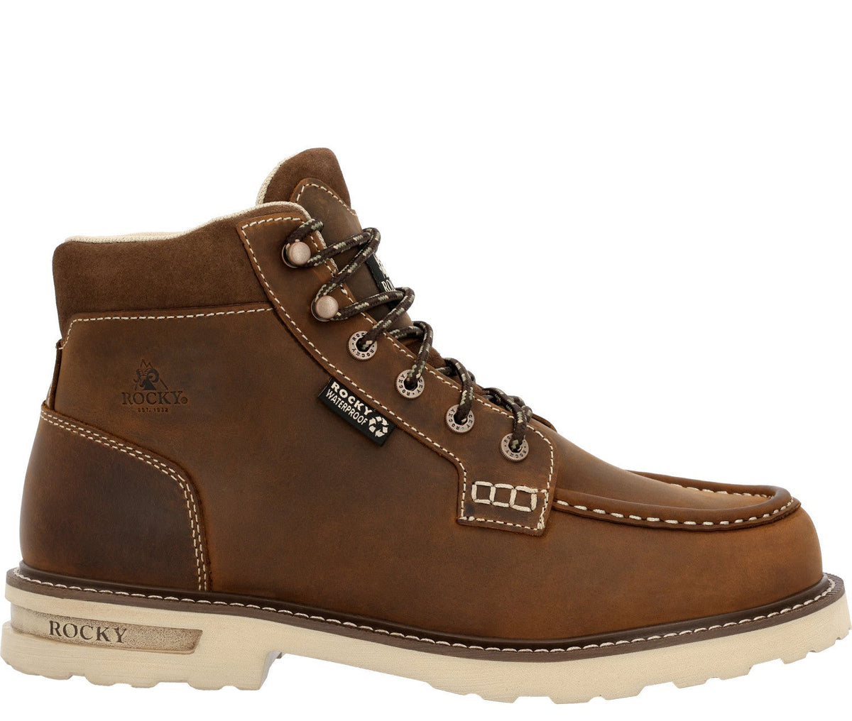 Rocky Men's Grindstone XTR 6" Waterproof EH Moc Toe Work Boot Work Boots Rocky Brown 10 M