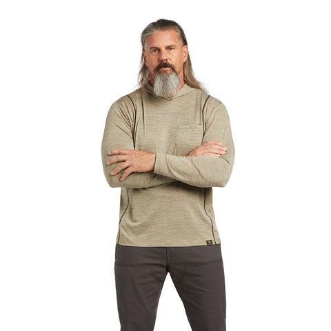 Ariat Men's Rebar Evolution Hooded Sun Long Sleeve Shirt Long Sleeve T-Shirts Ariat Brindle 2XL Reg