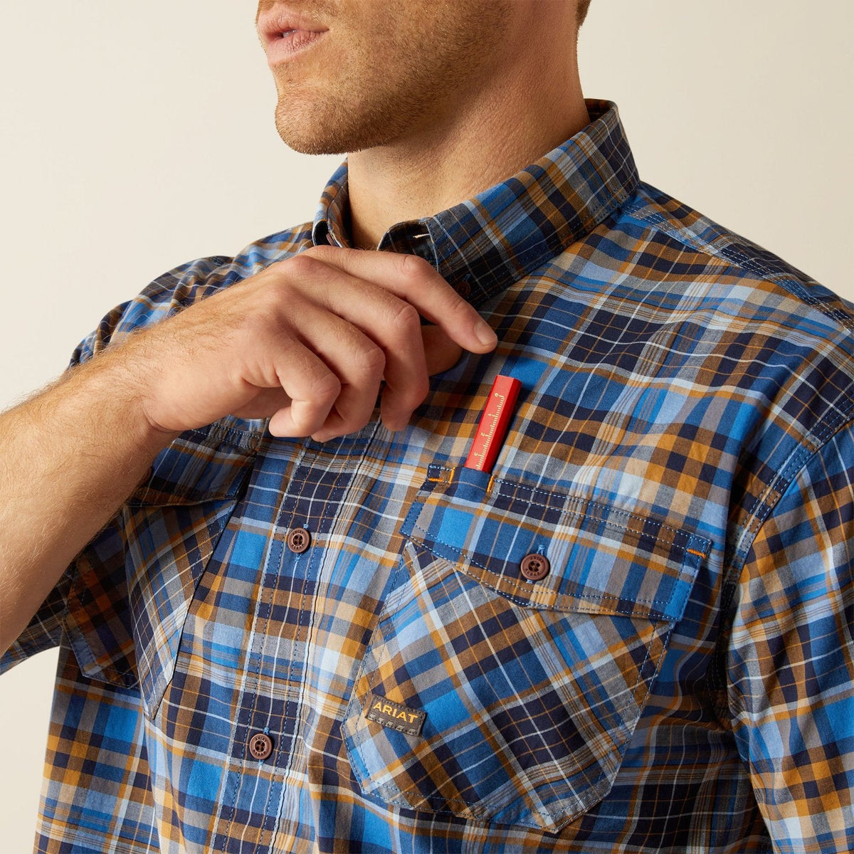Ariat Men&#39;s Made Tough Durastretch Button-Down Short Sleeve Work Shirt - Work World - Workwear, Work Boots, Safety Gear