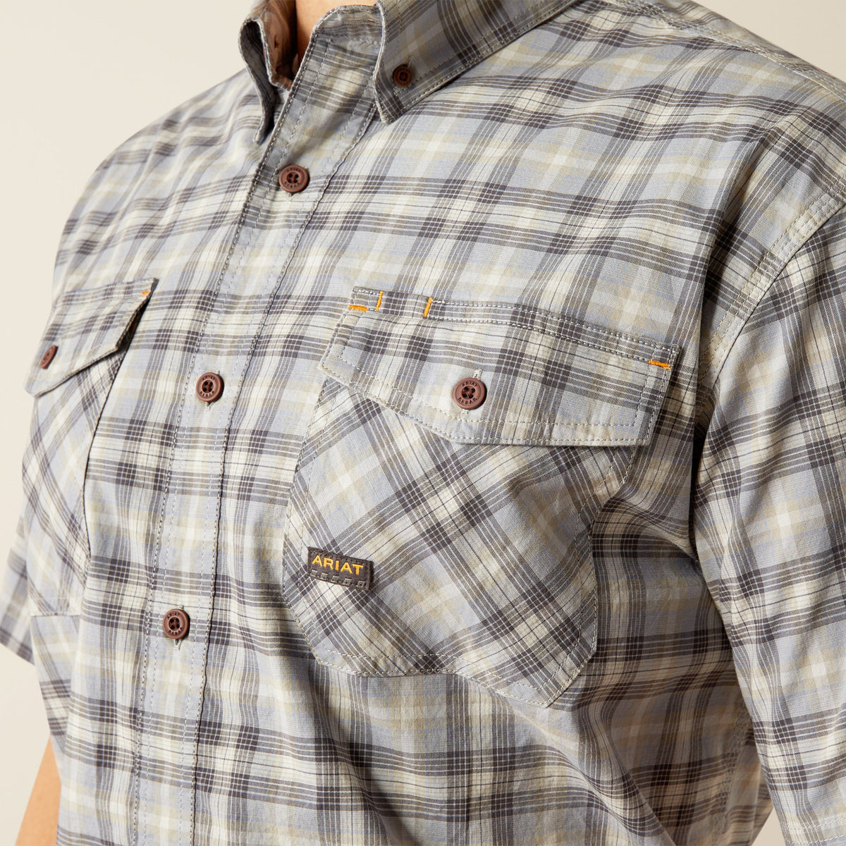 Ariat Men&#39;s Made Tough Durastretch Button-Down Short Sleeve Work Shirt - Work World - Workwear, Work Boots, Safety Gear