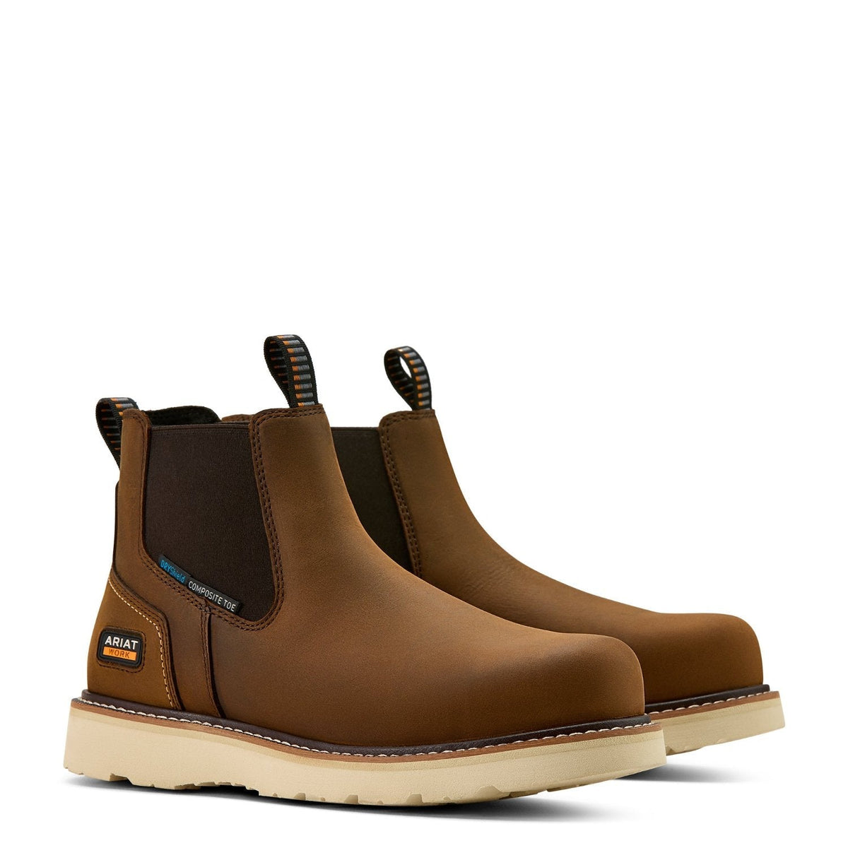 Ariat Men's Rebar Wedge 6" Waterproof EH Comp Toe Chelsea Boot Work Boots Ariat Distressed Brown 10 2E