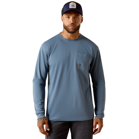 Ariat Men's Rebar Heat Fighter Long Sleeve T-Shirt Long Sleeve T-Shirts Ariat Baleen Blue 2XL Reg