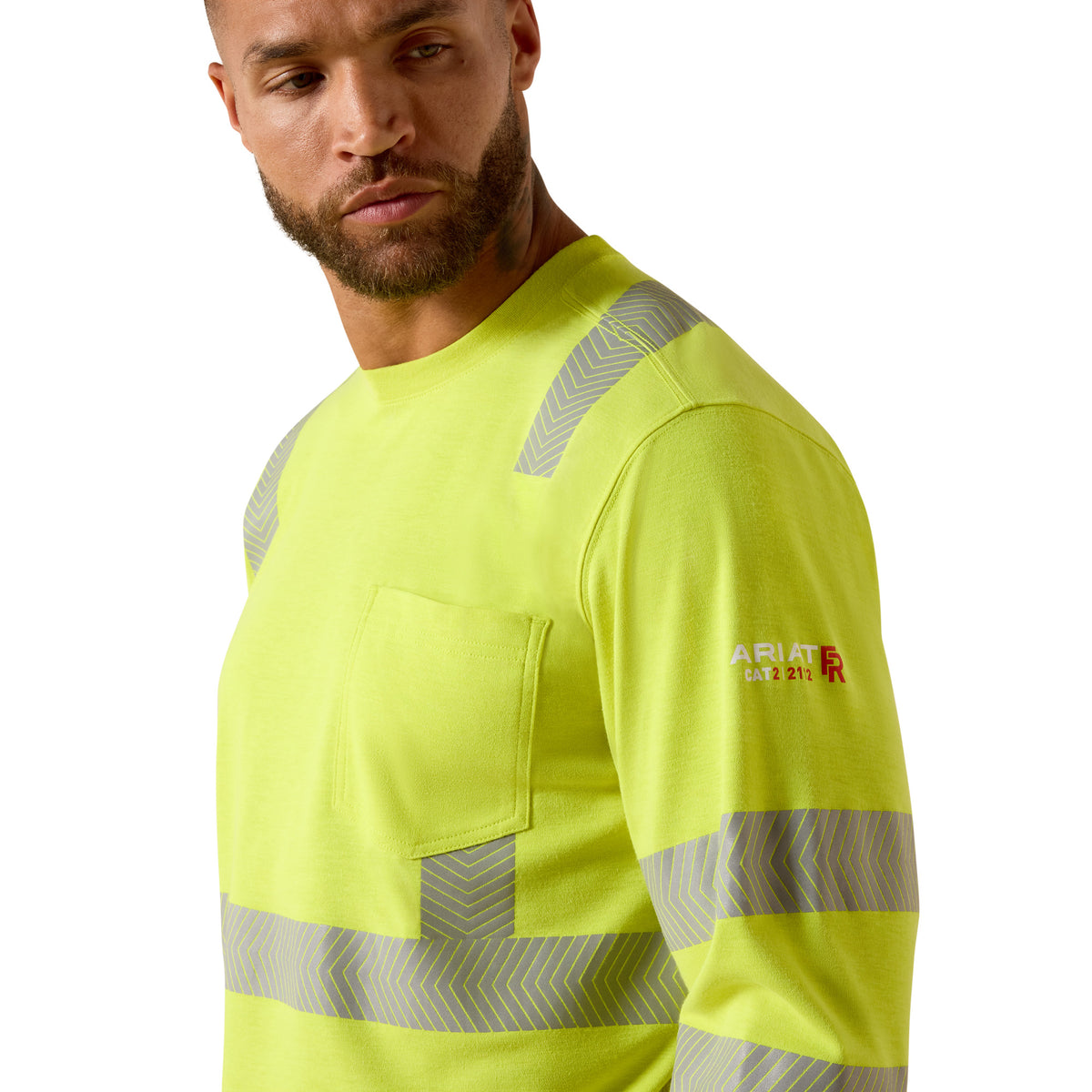 Ariat Men's FR Colorblock Hi-Vis C3 Chest Pocket Long Sleeve T-Shirt